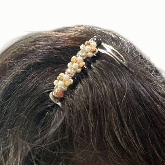 Lot of 12 Vintage Hair Combs 70s 80s Bold Plastic Japanese Rainbow Beaded Tulip - Picture 7 of 10